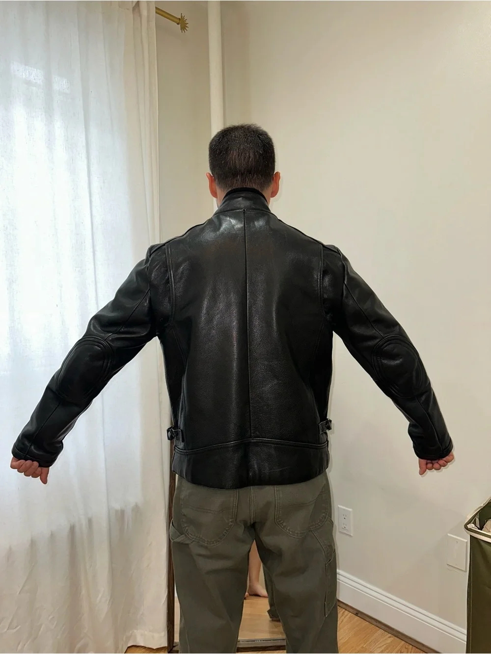 Men's Black Calvin Klein Leather Moto Jacket - Classic Biker Style